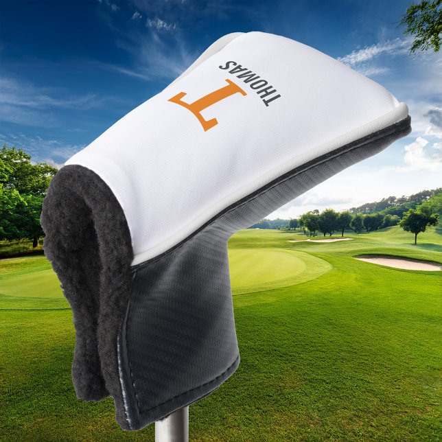 Simple Name and Monogram Initial Personalized Golf Head Cover (Creator Uploaded)