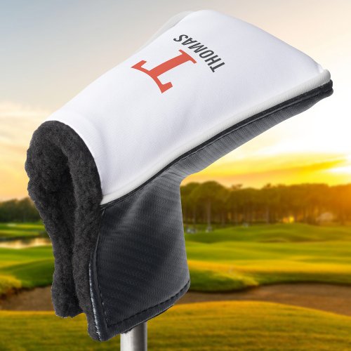 Simple Name and Monogram Initial Personalized Golf Head Cover