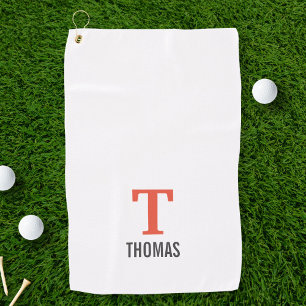 Simple Name and Monogram Initial Personalized Golf Towel