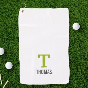 Simple Name and Monogram Initial Personalized Golf Towel