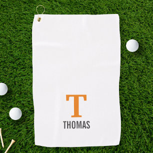 Simple Name and Monogram Initial Personalized Golf Towel