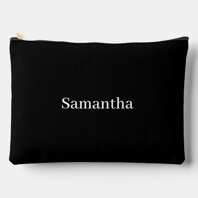 Simple Name Black and White Monogram Accessory Pouch (Front)