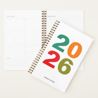 Simple name colorful modern typography 2026 photo planner
