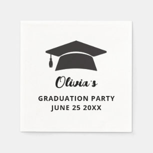 Simple Name Grad Cap Graduation Party  Napkins