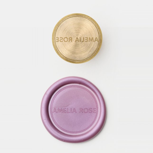 Simple Name in Circular Borders Wax Seal Stamp (Stamped)