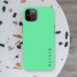 Simple Name | Mint Green Minimalist Color Block iPhone 13 Case<br><div class="desc">A simple,  stylish case with a modern solid color block plain style in a bright fun mint green. Your name,  initials or favourite word in modern block typography in trendy off black which you can easily personalise for yourself or as a special gift for a loved one.</div>