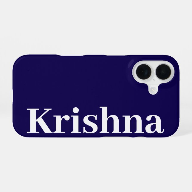 Simple Name Modern Minimal Monogram Dark Blue iPhone Case (Back Horizontal)