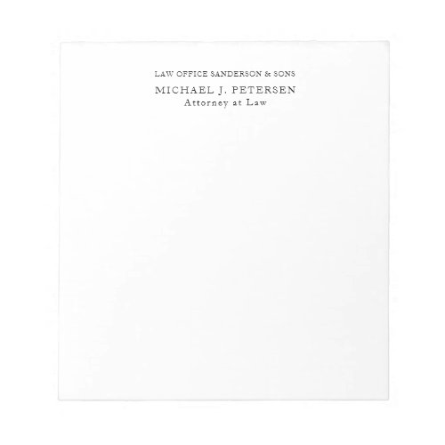 Simple name personalized classic black and white notepad