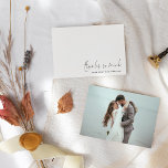 Simple Name Script Photo Wedding Thank You  Note Card<br><div class="desc">Simple Name Script Photo Wedding Thank You.  Lots of white space so you can handwrite your own special message upon receipt.  With a trendy handwriting style for Thanks So Much and easily personalise your names and replace the sample image on the back with your own.</div>