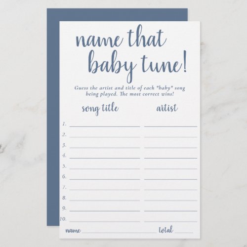 Simple Name That Baby Tune  Dusty Blue Game Card