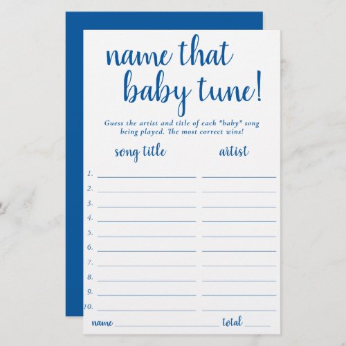 Simple Name That Baby Tune  French Blue Game Card