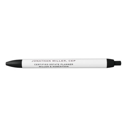 Simple Name Title Company Typographic Black Ink Pen