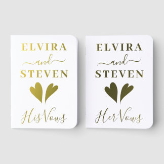 Simple names and two hearts wedding foil vow books