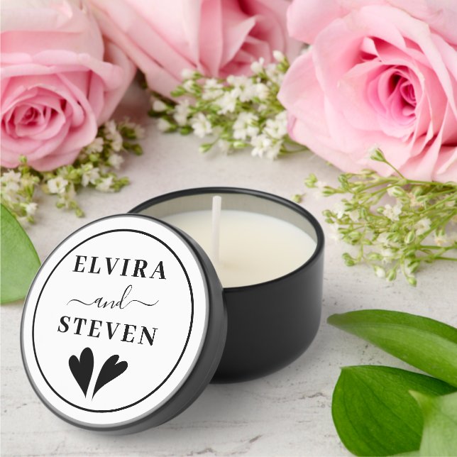 Simple names, and two hearts wedding mini candle favors (Insitu (Wedding))