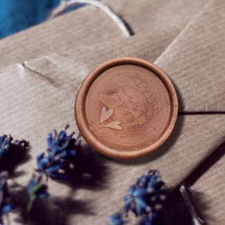 Simple names, and two hearts wedding wax seal sticker