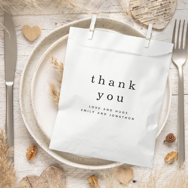 Simple Names Black White Thank You Wedding Favor Bag (thank you favor bag)