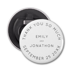 Simple Names Date Black Text Custom Favor Bottle Opener
