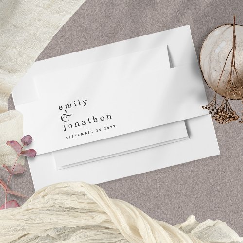 Simple Names Date Black White Wedding Invitation Belly Band