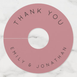 Simple Names Thank You Text Dusty Rose Wedding Win Wine Glass Tag