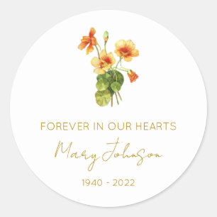Simple Nasturtium Memorial  Classic Round Sticker