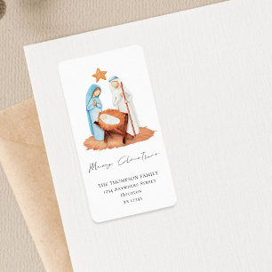 Simple Nativity Merry Christmas Return Address Label