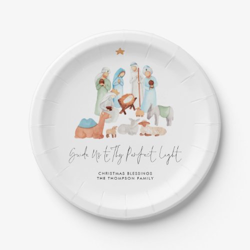 Simple Nativity Scene Three Kings Lyric Name Paper Plates