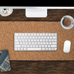 Simple Natural Brown Faux Cork Texture Pattern Desk Mat