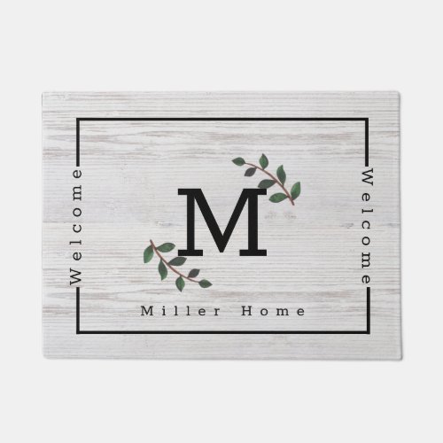 Simple Nature Branches Initial Letter Custom Doormat