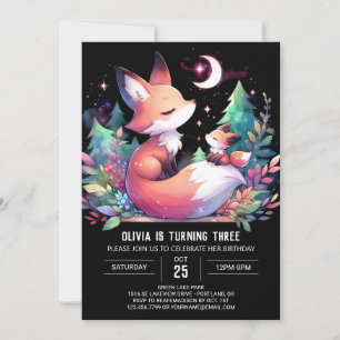 Simple Nature Fox Birthday digital Invitation