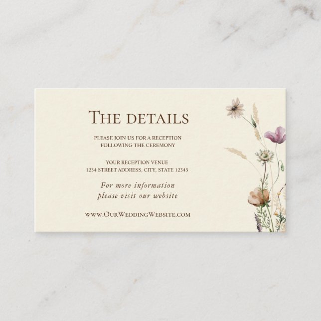 Simple Nature Wildflowers Floral Wedding Enclosure Card (Front)