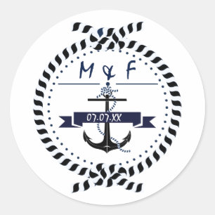Simple Nautical Anchor Beach Wedding Sticker