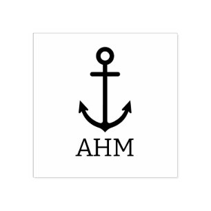Simple Nautical Anchor Monogram Rubber Stamp