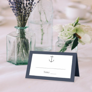Simple Nautical Anchor Wedding Navy Blue Place Card