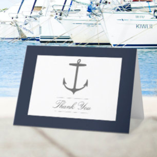 Simple Nautical Anchor Wedding Navy Blue Thank You Card