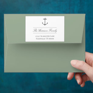 Simple Nautical Anchor Wedding Sage Green Envelope