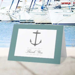 Simple Nautical Anchor Wedding Teal Thank You Card