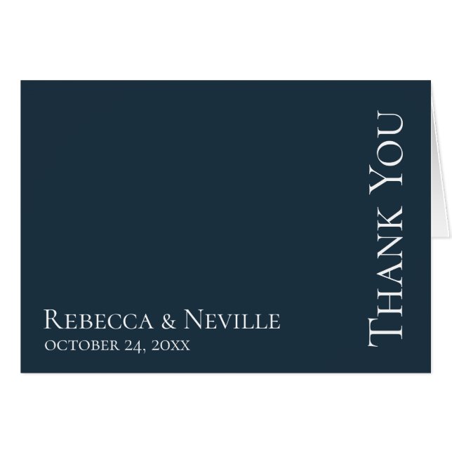 Simple Nautical Blue Text Wedding Thank You Cards (Front Horizontal)