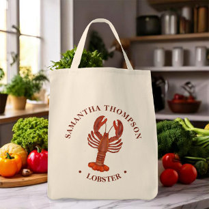 Simple Nautical Minimalist Watercolor Red Lobster Tote Bag
