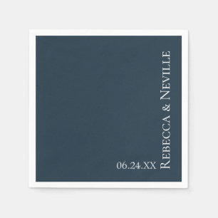 Simple Nautical Modern Navy Blue Text Wedding Napkins