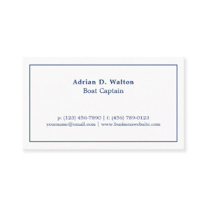 Simple Nautical Navy Blue and White Business Card