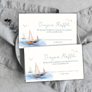 Simple Nautical Sailboat Diaper Raffle Baby Shower Enclosure Card