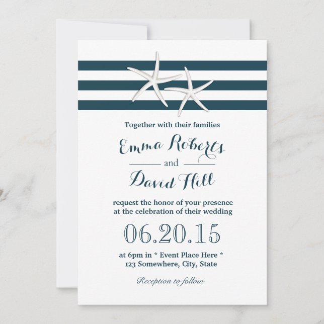 Simple Nautical Starfish Wedding Invitation (Front)