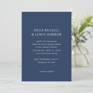 Simple Navy and Cream Modern Wedding Invitation