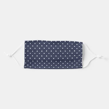 Simple Navy And White Polka Dot Adult Cloth Face Mask by NoteworthyPrintables at Zazzle