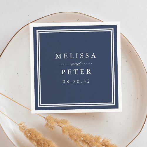 Simple Navy and White Wedding Paper Napkins