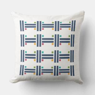 Simple Navy Basket Weave Pattern Throw Pillow