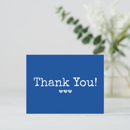 Simple Navy Blue Add Your Text Thank You Postcard