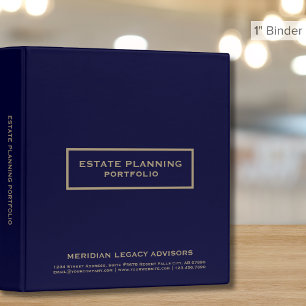 Simple Navy Blue and Gold Portfolio Binder