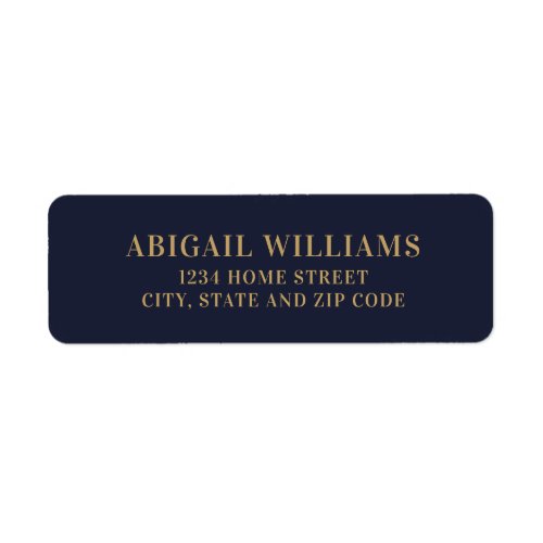 Simple Navy Blue and Gold Return Address Label