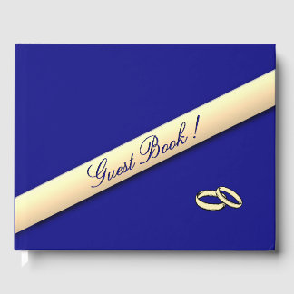 Simple Navy Blue and Gold Wedding Guest Book